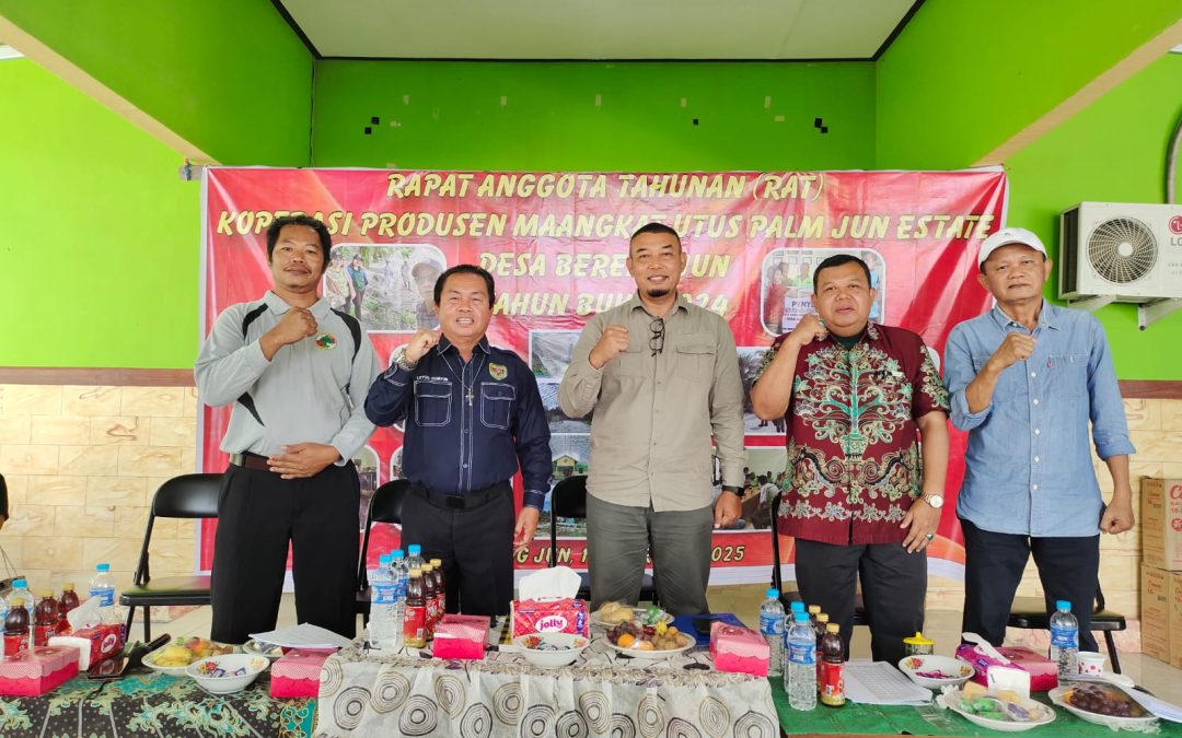 Rapat Anggota Tahunan Koperasi Produsen Maangkat Utus Palm Jun Estate di Desa Bereng Jun pada 18 Februari 2025